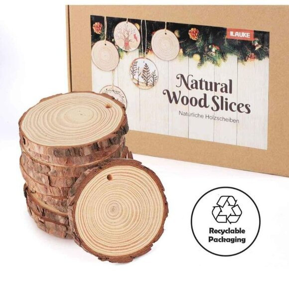 Natural Wood Slices 30Pcs 3.1''-3.5'' - Picture 1 of 10